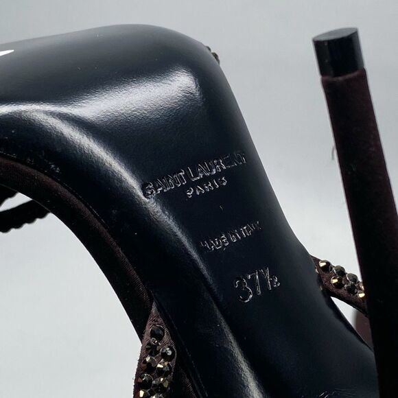 Saint Laurent Ava Sandals in Crepe Satin with Rhinestones size 37.5 - Picture 15 of 16